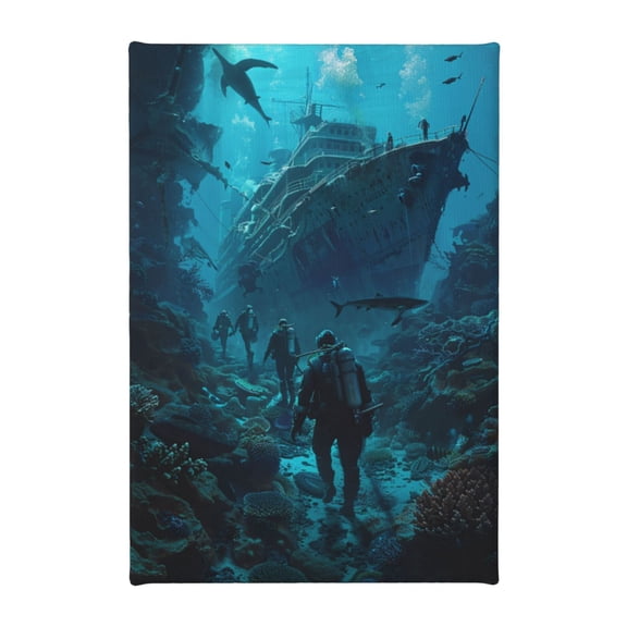 8x12 inch Canvas Frameless Painting Explore Sunken Ships,Indoor Bathroom Decor Paintings Canvas,Home Living Room,Study,Bedroom Wall Decor Art Poster & Prints,Chic Explore Sunken Ships Prints
