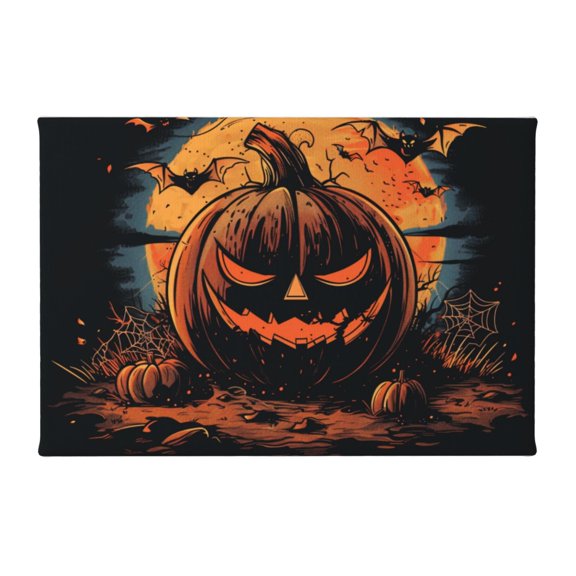 8x12 inch Canvas Frameless Painting Funny Pumpkin Head,Lounge,Kitchen,Bar,Study Wall Art Decor Paintings On Canvas,Charm Holiday Decorations,For Pumpkin Lovers Gifts,For Farmhouse Yard,Cafe