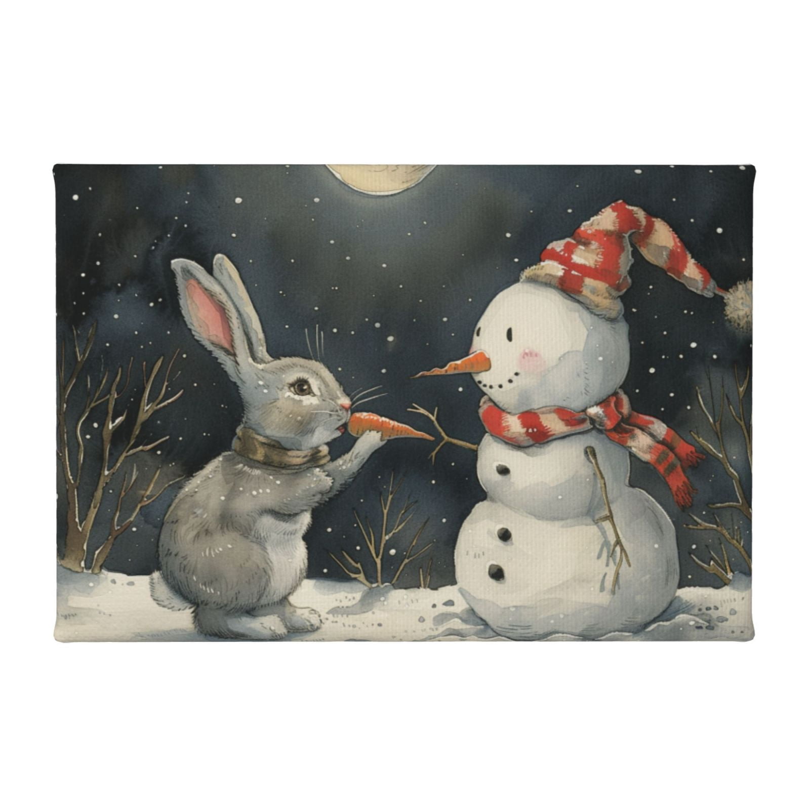 Snowman Rabbit 8x12 inch Canvas Frameless Painting Little Rabbit & Snowman,Indoor Kid ...