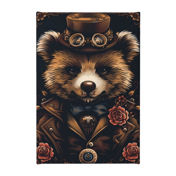 8x12 inch Canvas Frameless Painting Punk Bear,Home Room Decor Children'S Room Accessory,Home Bedroom,Yard,Lounge,Study Wall Art Prints Decor,Fun Punk Bear Vintage Style Decorative Paintings