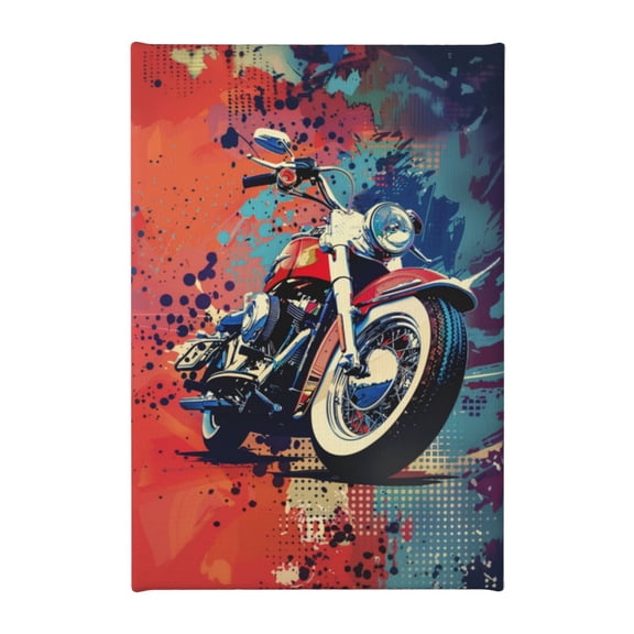 8x12 inch Canvas Frameless Painting Red Motorcycle,Indoor Home Living Room,Garage,Lounge,Study Wall Decor Poster Canvas,Gifts For Motorcycle Lovers,Classic Motorcycle Decor Paintings Canvas