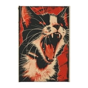 8x12 inch Canvas Frameless Painting Roaring Cat,Farmhouse Living Room,CatS Nest,Lounge,Studio Wall Art Decor Poster Prints,Gifts For Cat Enthusiast,Funny Roaring Cat Modern Style Paintings