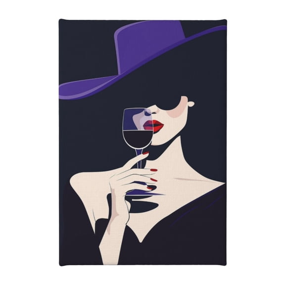 8x12 inch Canvas Hanging Picture Charming Drinking Girl,Room Decor For Woman,Man & Woman Cave,Bar,Banquet,Bedroom Wall Decor Posters & Prints,Gifts For Drinking Enthusiast,Bar,Hotels,Lounge