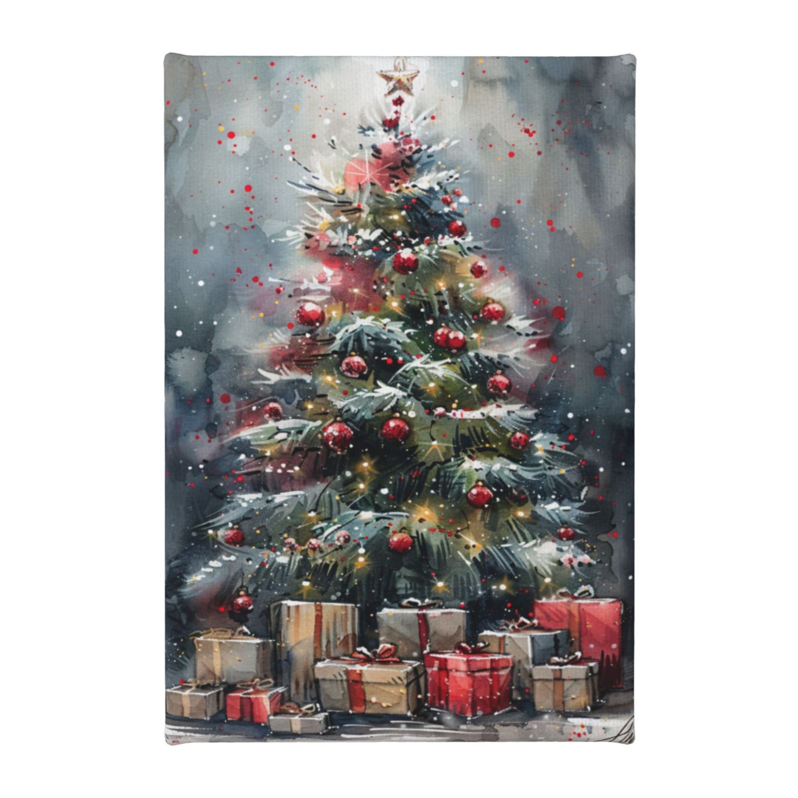 8x12 inch Canvas Hanging Picture Christmas Tree & Gift,Apartment,Restaurant,Bathroom,Cafes Wall Art Decor Canvas Painting,Charm Festival Decoration,Exquisite Christmas Tree & Gifts Painting