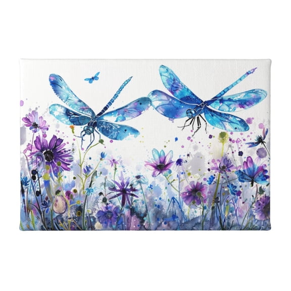 8x12 inch Canvas Hanging Picture Colorful Dragonflies & Flowers,Home Room Decor Bedroom Accessory,Living Room,Studio,Garden,Bathroom Decor Paintings Poster,Chic Dragonflies & Flowers Prints