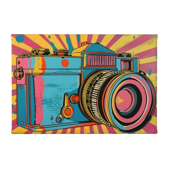8x12 inch Canvas Hanging Picture Colorful Retro Camera,Photo Studio Wall Art Decor Poster & Prints,Modern Style Colorful Retro Camera Painting Canvas,Gift For Shutterbug,Bedroom,Study Decor
