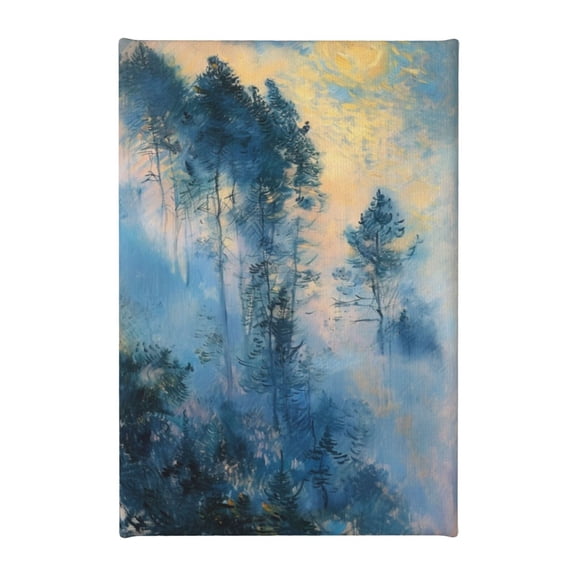 8x12 inch Canvas Hanging Picture Misty Forest,Indoor Rustic Living Room,Man Cave,Bathroom,Studio Wall Accents,Gift For Forest Enthusiast,Classic Modern Style Misty Forest Decorative Painting