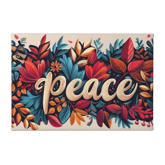 8x12 inch Canvas Hanging Picture 'Peace' Slogan Colorful Flower,Outdoor Florists,Garden,Cafe Wall Decor Paintings Prints,Exquisite Colorful Flower 'Peace' Slogan Modern Art Painting Canvas