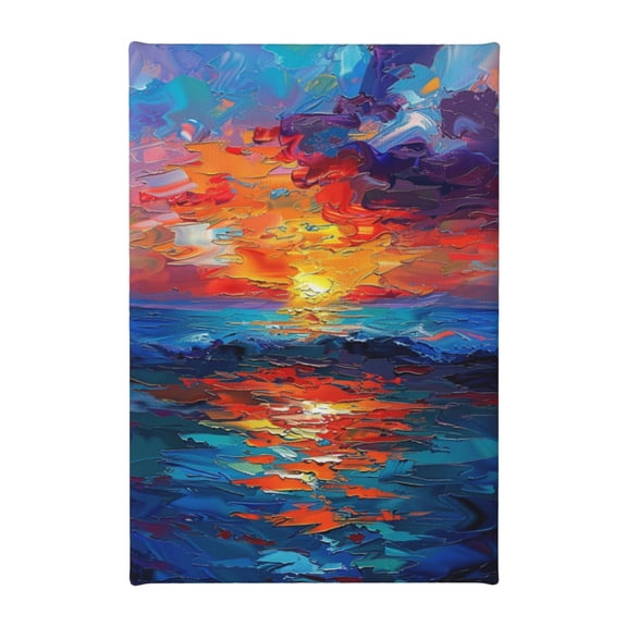 8x12 inch Canvas Hanging Picture Sea & Sunrise,Home Room Decor Bathroom Accessory,Indoor Bathroom,Cafes,Study,Library Wall Accents,Enchanting Sea & Sunrise Canvas Poster Prints,For Man Cave