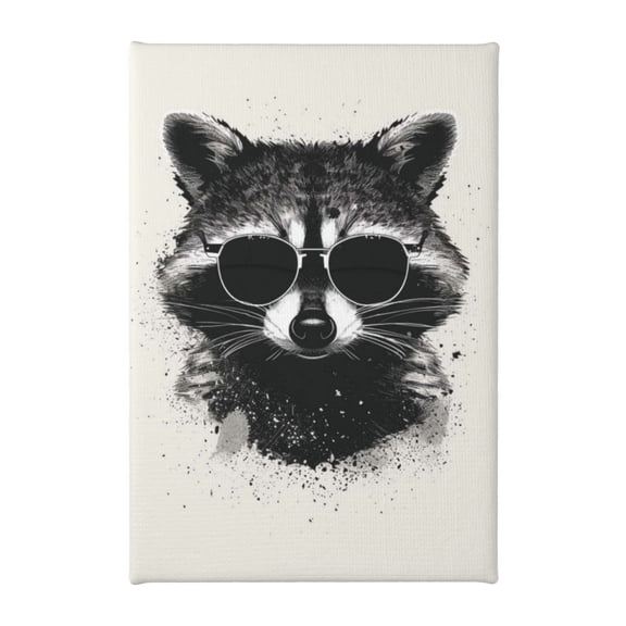 8x12 inch Canvas Hanging Picture Sunglasses Raccoon,Indoor Zoo,Man Cave,Bedroom,Cafes Wall Art Decoration Poster,Classic Raccoon Oil Paintings On Canvas,Funny Gifts For Sunglasses Enthusiast