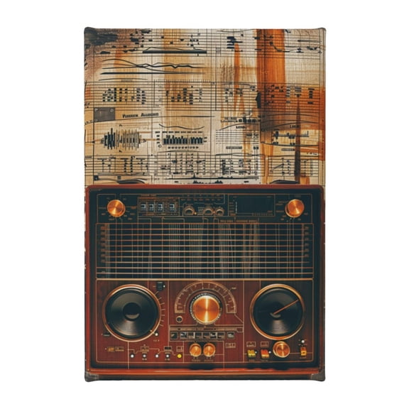 8x12 inch Canvas Hanging Picture Vintage Radio And Sheet Music,Rustic Living Room,Bathroom,Cafes Wall Art Decor Canvas Prints,Modern Style Radio Retro Poster Painting,Gifts For Retro Lovers