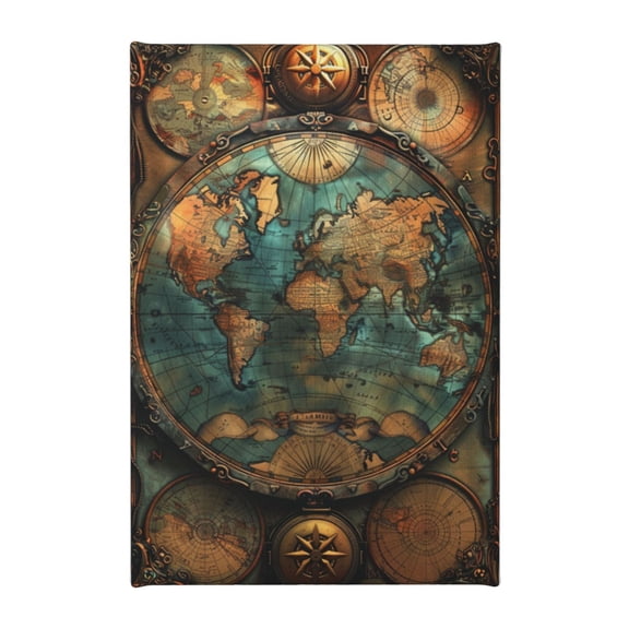 8x12 inch Canvas Hanging Picture Wall Art Retro Earth Map,Funny Study Decor Accessory,Indoor Home Bedroom,Man Cave,Study Wall Art Decor Oil Painting Poster,For Retro Art Collector Funny Gift