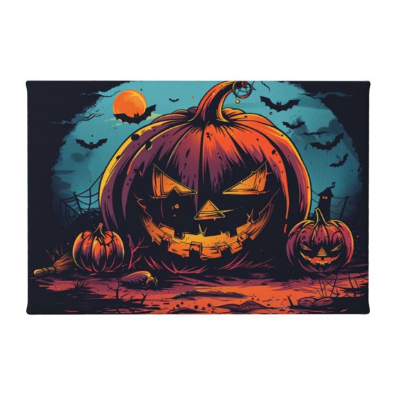 8x12 inch Canvas Hanging Picture Wall Decor Moonlit Pumpkin Head,Man Cave,Bathroom,Lounge,Yard Fence Wall Art Prints Decor Canvas Poster,Charm Pumpkin Head Modern Style Decorative Paintings