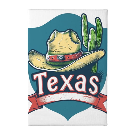 8x12 inch Canvas Painting 'Texas' Slogan Cactus & Cowboy Hat,Home Decor Garden Yard Accessory,Indoor Living Room,Bedroom Wall Decor Art Prints,Gift For Cactus & Cowboy Lovers,Yard Door Decor