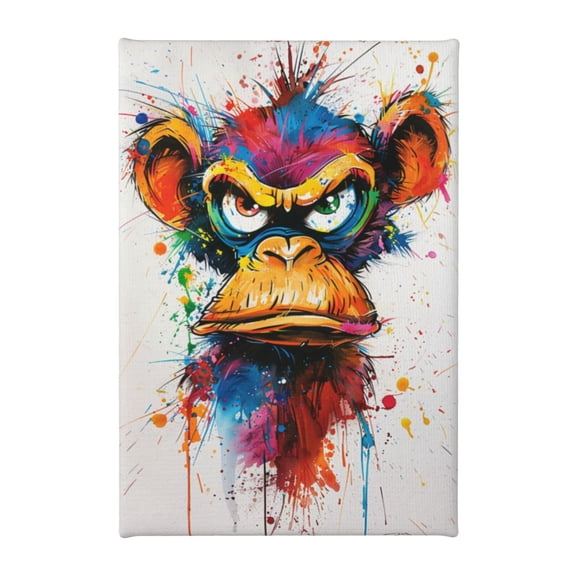8x12 inch Canvas Painting Wall Art Colorful Graffiti Angry Monkey,Room Decor Children'S Room Accessory,Rustic Bar,Man Cave,Zoo,Cafes Wall Art Decor Paintings Prints,Gifts For Monkey Lovers