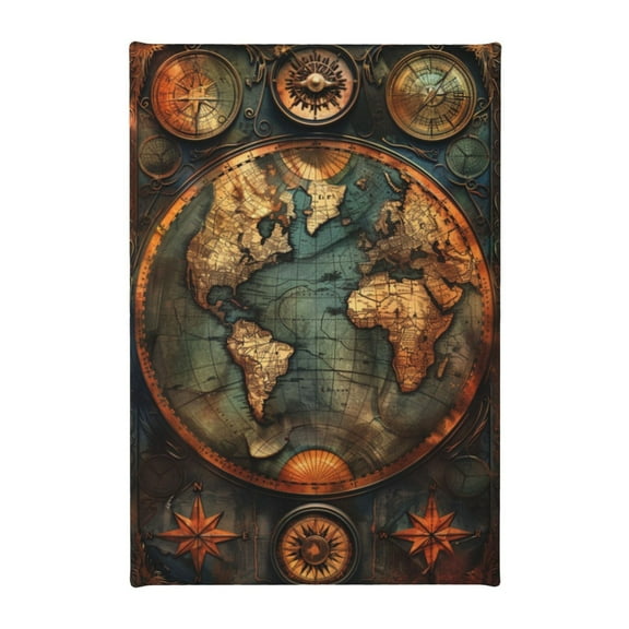 8x12 inch Canvas Painting Wall Decor Medieval Times Earth Map,Apartment,Living Room,Study,Man Cave Decor Poster Paintings Canvas,Enchanting Medieval Times Earth Map Retro Style Decor Prints