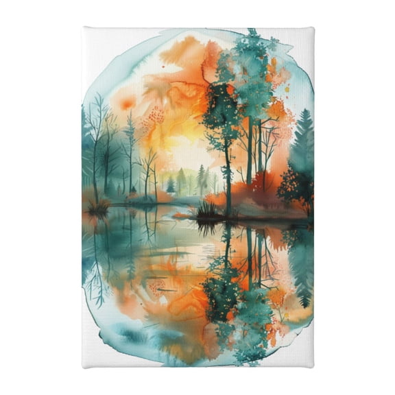 8x12 inch Canvas Painting Watercolor Sunset Lake Water,Exquisite Home Canvas Decor Bathroom Accessory,Yard Garden,Study Wall Decor Paintings,Modern Style Watercolor Sunset Lake Water Prints