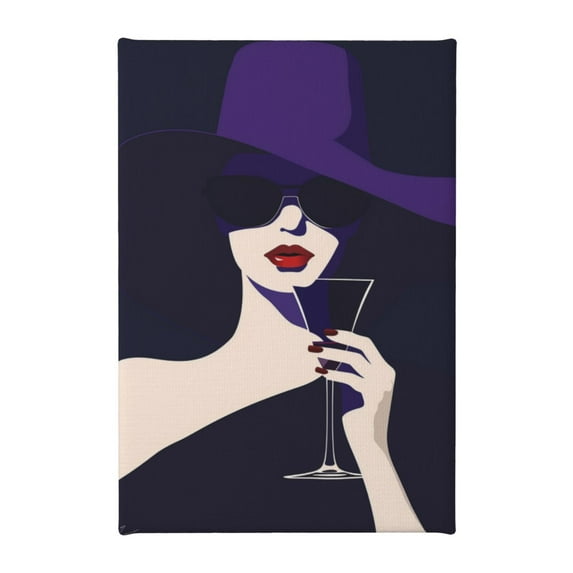 8x12 inch Canvas Picture Enchanting Drinking Girl,Banquet,Bathroom,Bar,Cafes,Restaurant Decor Canvas Poster,Exquisite Drinking Girl Modern Style Paintings Prints,For Wine Lovers Funny Gifts