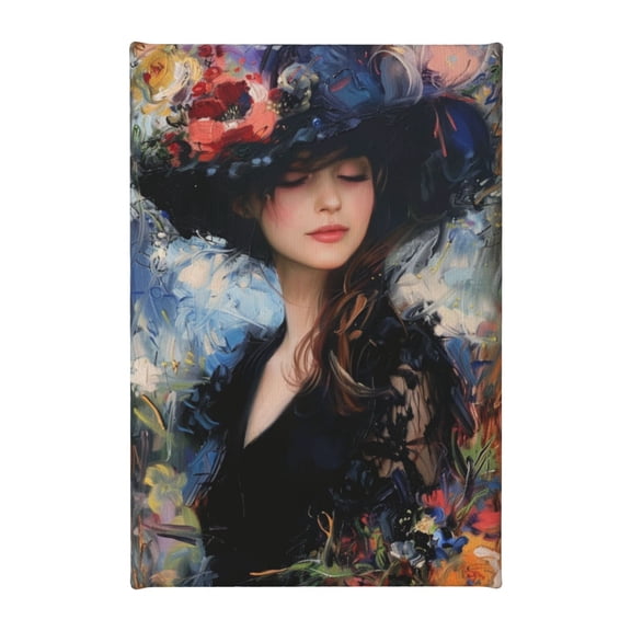 8x12 inch Canvas Picture Flower Black Dress Woman,Apartment Garden,Bathroom,Woman Cave Wall Art Decor,Vintage Black Dress Woman Art Poster,For Restaurant,Garden Yard,Apartment Bedroom,Door