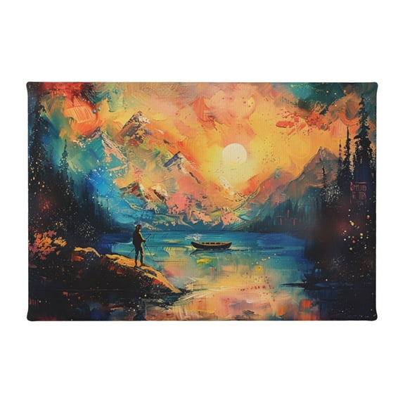 8x12 inch Canvas Picture Night Drifting Small Boats,Apartment Living Room,Bathroom,Lounge,Office Wall Decoration Canvas Prints,Modern Art Night Drifting Small Boats Decorative PaintingGift