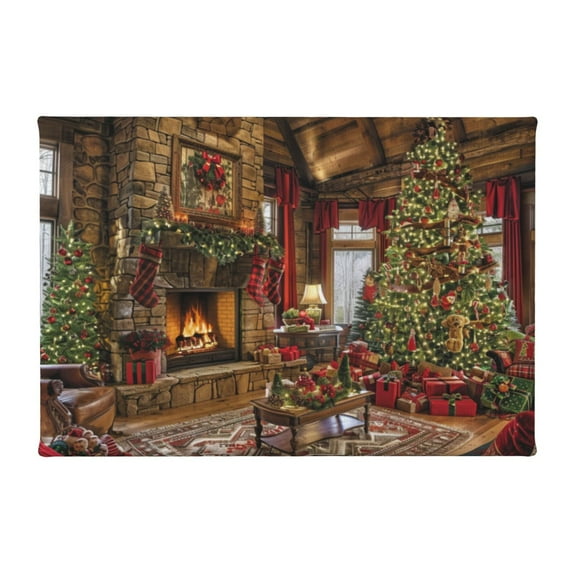 8x12 inch Canvas Picture Wall Decor Fireplace Christmas Scene,Home Kitchen,Living Room,Man Cave,Office Wall Art Decor Painting Poster,Enchanting Christmas Scene Decor Canvas Paintings Gifts