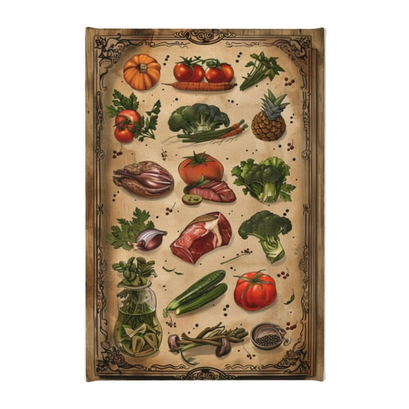 8x12 inch Canvas For Pictures Cooking Ingredients Illustrated,Rustic Restaurant,Kitchen,Bar,Lounge Wall Decor Paintings Canvas,Gifts For Cooking Enthusiasts,Funny Cooking Ingredients Prints
