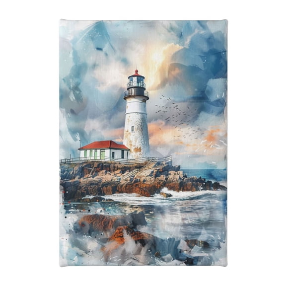 8x12 inch Canvas Pictures Lighthouse & Sun,Apartment Bathroom Decor Accessory,Man Cave,Villa,Cafes,Bathroom,Kitchen Wall Art Decor,Exquisite Lighthouse Poster Painting,For Apartment,Hotels