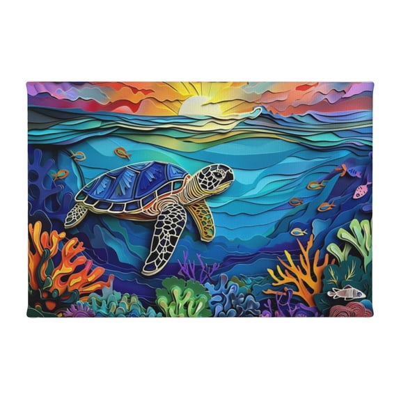 8x12 inch Canvas Pictures Prints Sunset & Sea Turtles Bathroom Decor,Home Room Canvas Decor Bathroom Accessory,Modern Art Sunset & Sea Turtles Oil Painting Canvas,Gift For Sea Turtle Lovers