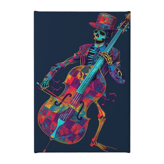 8x12 inch Canvas Pictures Skeleton Cellist,Funny Music Studio Decor Accessory,Living Room,Music Room,Bar,Man Cave Decorative Painting,For Music Lovers Gift,Modern Art Skeleton Cellist Prints