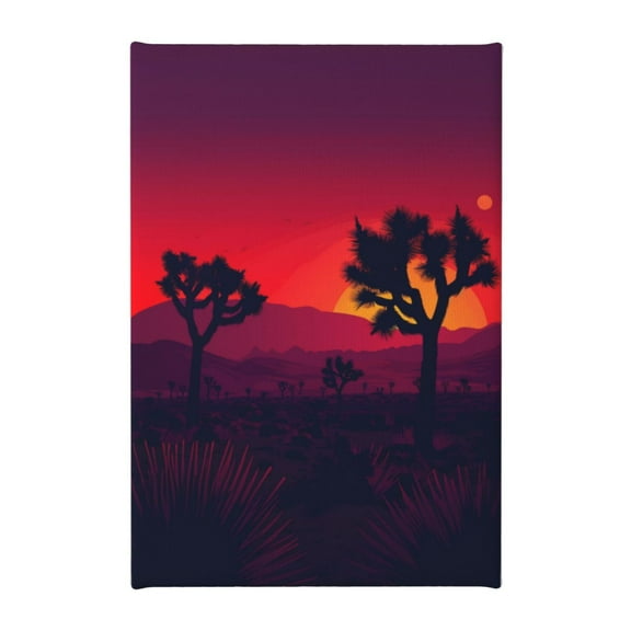 8x12 inch Canvas Pictures Sunset Desert & Trees,Rustic Villa Yard Decor Prints,Bedroom,Living Room,Bathroom Wall Art Canvas Poster Decoration,Exquisite Sunset Desert & Trees Hanging Picture