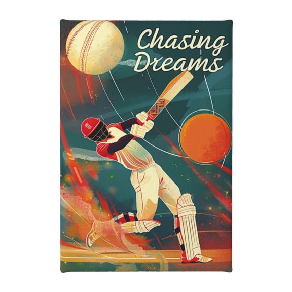 8x12 inch 'Chasing Dreams' Slogan Baseball Player Canvas Hanging Picture,Studio,Living Room,Man Cave,Bar Wall Decor Art Poster Canvas,Modern Style Baseball Player Decorative Painting Gifts