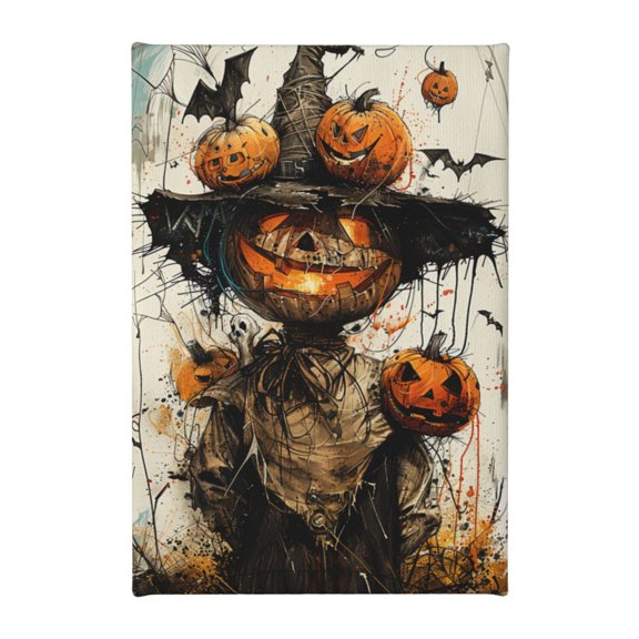 8x12 inch Classic Pumpkin Scarecrow Canvas Pictures Poster,Farmhouse Yard,Bathroom,Study Wall Decor Painting Poster,Gift For Pumpkin Lover,Enchanting Festival Decor,For Yard,Tavern,Man Cave