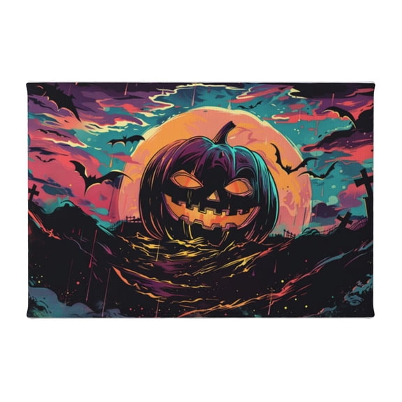 8x12 inch Decorative PaintingPrints Moonlit Pumpkin Head,Indoor Home Bedroom,Study,Kid Room,Cafes Wall Decor Art Poster,Vintage Pumpkin Head Canvas Frameless Picture,Gift For Pumpkin Lover