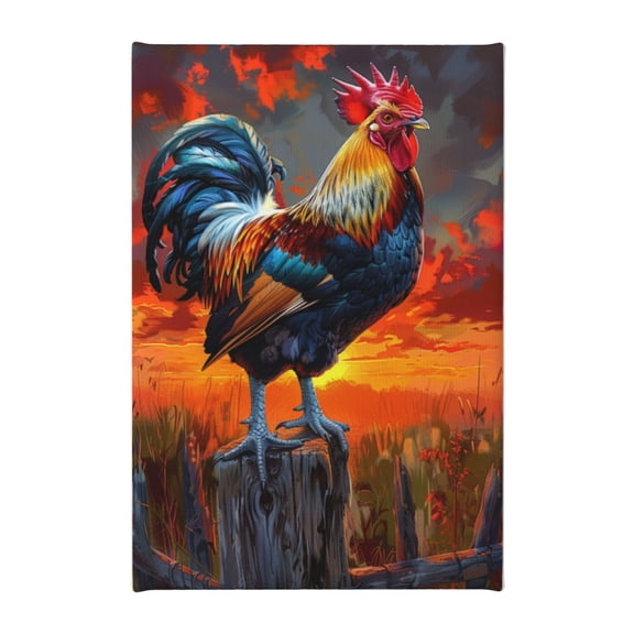 8x12 inch Decorative Paintings For Wall Rooster On Fence Picture,Farmhouse,Yard,Cafes,Man Cave Wall Art Decor Prints Poster,Classic Rooster Art Oil Paintings On Canvas,For Farmhouse,Bar,Cafe