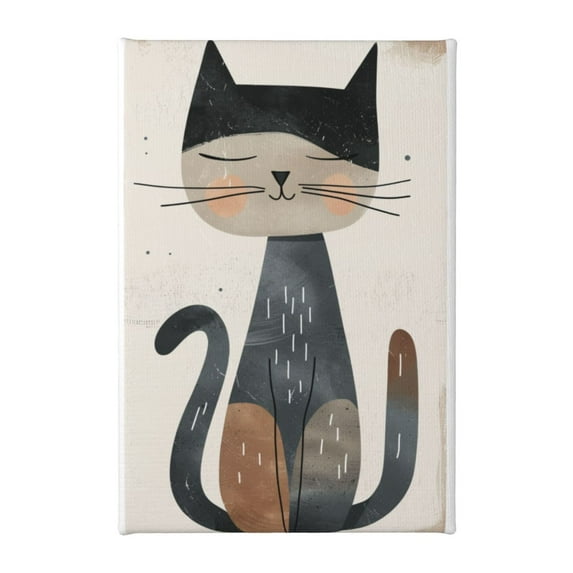 8x12 inch Decorative Paintings For Wall Sleeping Cat Illustration,Indoor Home Children'S Room Decor Accessory,Exquisite Sleeping Cat Decor Canvas Poster,Gift For Cat Enthusiast,Cafes.Bedroom
