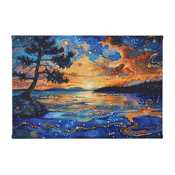8x12 inch Decorative Paintings For Wall Sunrise By Lake,Family Bathroom Accessory,Exquisite Sunrise By Lake Modern Art Poster Canvas Painting,Gift For Landscape Enthusiasts,Cafes,Bar,Bedroom