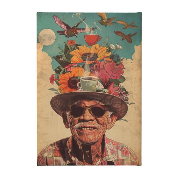 8x12 inch Elderly & Cafes Canvas Frameless Painting,Man Cave,Cafes,Bar Wall Art Poster & Prints Decor,Exquisite Elderly & Cafe Modern Art Oil Paintings Canvas,Gift For Cafes Lover & Elderly