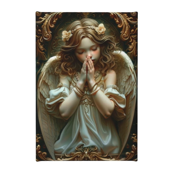 8x12 inch Frameless Canvas Painting Angel Praying,Woman Cave,Bathroom,Kitchen,Office Wall Art Decor Paintings On Canvas,Classic Angel Praying Vintage Style Canvas Pictures,For Bar,Cafes,Yard