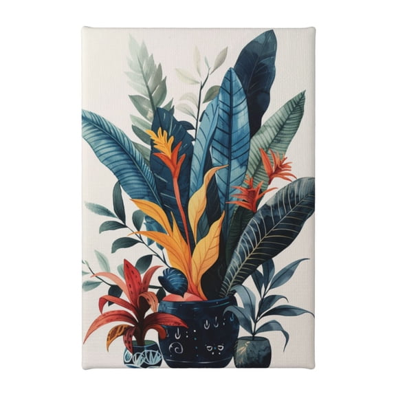 8x12 inch Frameless Canvas Painting Bird Of Paradise Flower Potted Plant,Rustic Yard,Fence,Living Room,Bathroom Wall Decor Posters & Prints,For Bird Of Paradise Flower Lovers,Office,Hotels