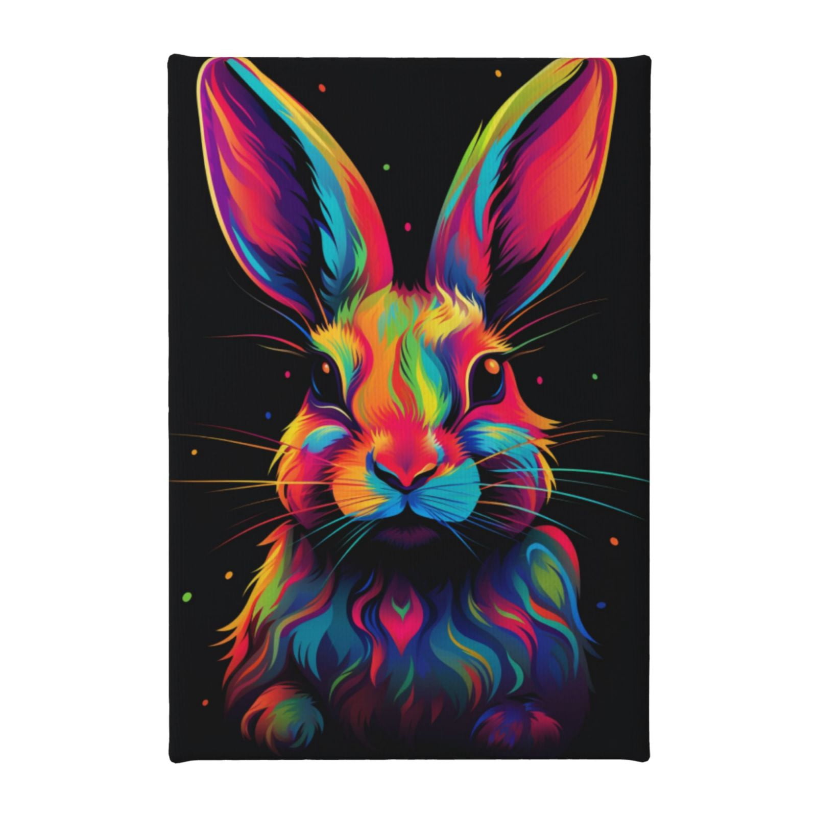 8x12 inch Frameless Canvas Painting Colorful Rabbit,Farmhouse Yard Garden,Bathroom,Cafes,Nursery Pictures Wall Decor,Enchanting Colorful Rabbit Posters & Prints,For Rabbit Enthusiast Gifts