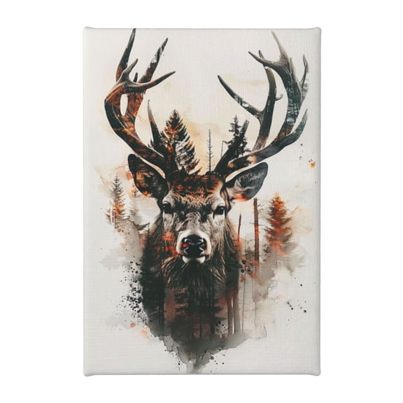 8x12 inch Frameless Canvas Painting Deer & Forest,Apartment Home Living Room,Cafes,Man Cave,Club Wall Art Prints Decor,Classic Deer & Forest Art Poster Canvas,Gift For Deer Lovers,Cafes,Yard