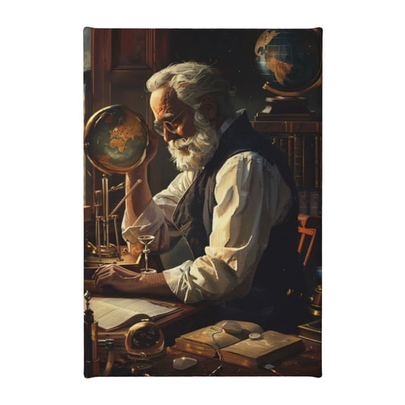 8x12 inch Frameless Canvas Painting Elderly People In The Study,Home Living Room,Studio,Bedroom Wall Art Decor Paintings Prints,Funny Elderly People In The Study Vintage Style Canvas Poster