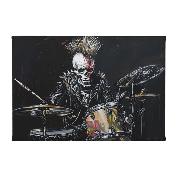 8x12 inch Frameless Canvas Painting Skeleton Drummer Music Room Decor,Indoor Room Decor Music Room Accessory,Modern Style Skeleton Drummer Paintings On Canvas,Gifts For Drumming Enthusiasts
