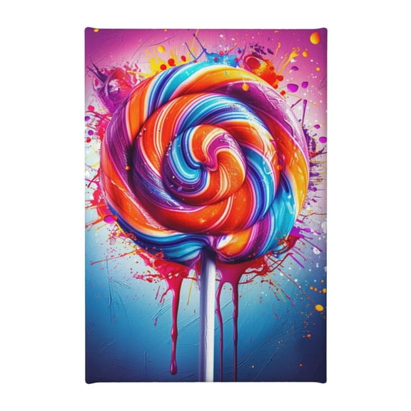 8x12 inch Frameless Canvas Picture Red Lollipop Poster,Kid Room,Candy Shop,Lounge,Yard Wall Decor Painting Prints,Classic Lollipop Oil PaintingWall Art,Gift For Lollipop Lovers Charm Gifts