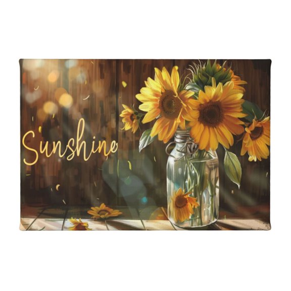 8x12 inch Garden Decor 'Sunshine' Slogan Sunflower Vase Canvas Pictures,Farmhouse Home Living Room,Bathroom,Bedroom Wall Art Prints Decor Painting Canvas,Gift For Sunflower Lovers,Yard Decor