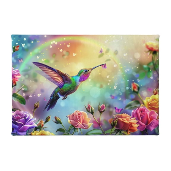 8x12 inch Garden Wall Decor Hummingbirds & Flowers Canvas Painting,Rustic Villa Garden Yard Accessory,Exquisite Home Yard,Living Room,Bedroom,Garden Wall Decor Paintings Prints,Garden Decor