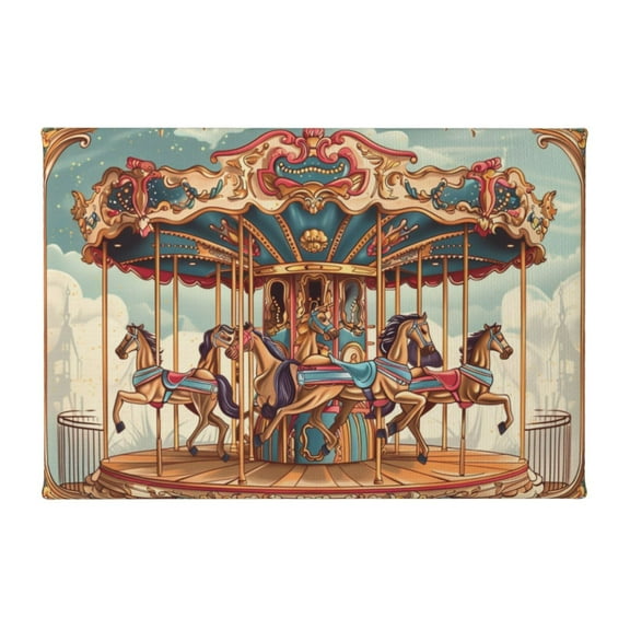 8x12 inch Merry Go Round Oil Paintings On Canvas,Home Room Decor Children'S Room Accessory,Bedroom,Lounge,Bathroom Wall Decor Art Prints,Retro Merry Go Round Canvas For Pictures,Home Decor
