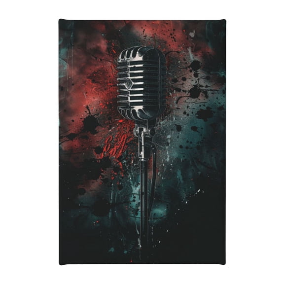 8x12 inch Metal Microphone Decorative Paintings On The Wall,Music Room Decor Accessory,Bathroom,Man Cave,Music Bar,Cafes Wall Art Decor Canvas Hanging Picture,For Music Enthusiast Fun Gifts