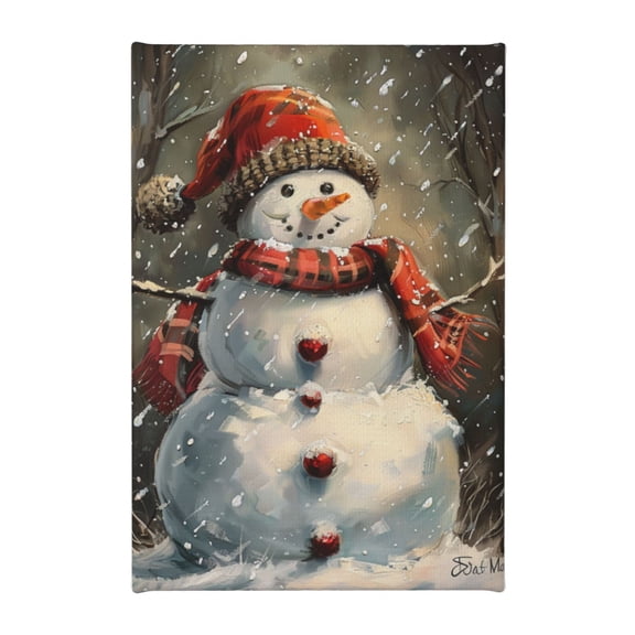 8x12 inch Oil Painting Canvas Snowman Poster,Apartment Living Room,Man Cave,Study Wall Decor Canvas Pictures,Funny Snowman Modern Art Posters & Prints For Nursery,Library,Children'S Room,Bar
