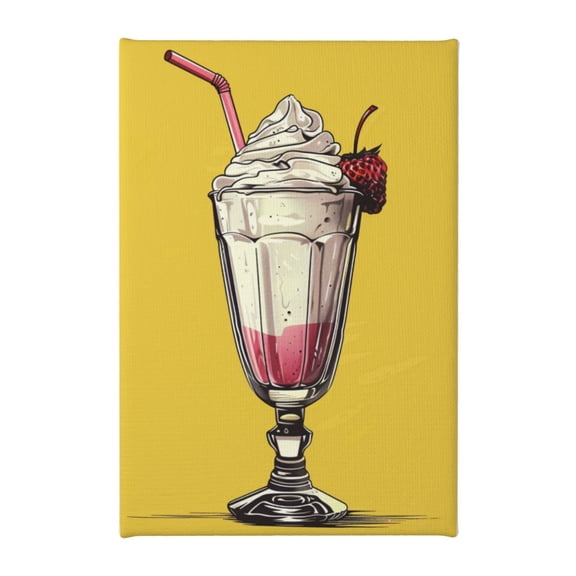 8x12 inch Oil PaintingWall Art Tempting Ice Cream,Dessert Shop,Restaurant Wall Art Decor Paintings Canvas,Exquisite Ice Cream Decor Canvas Pictures,Gift For Ice Cream Lovers,Kid Room Decor